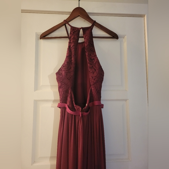 Burgundy Lace Bridesmaid Dress - Picture 2 of 4